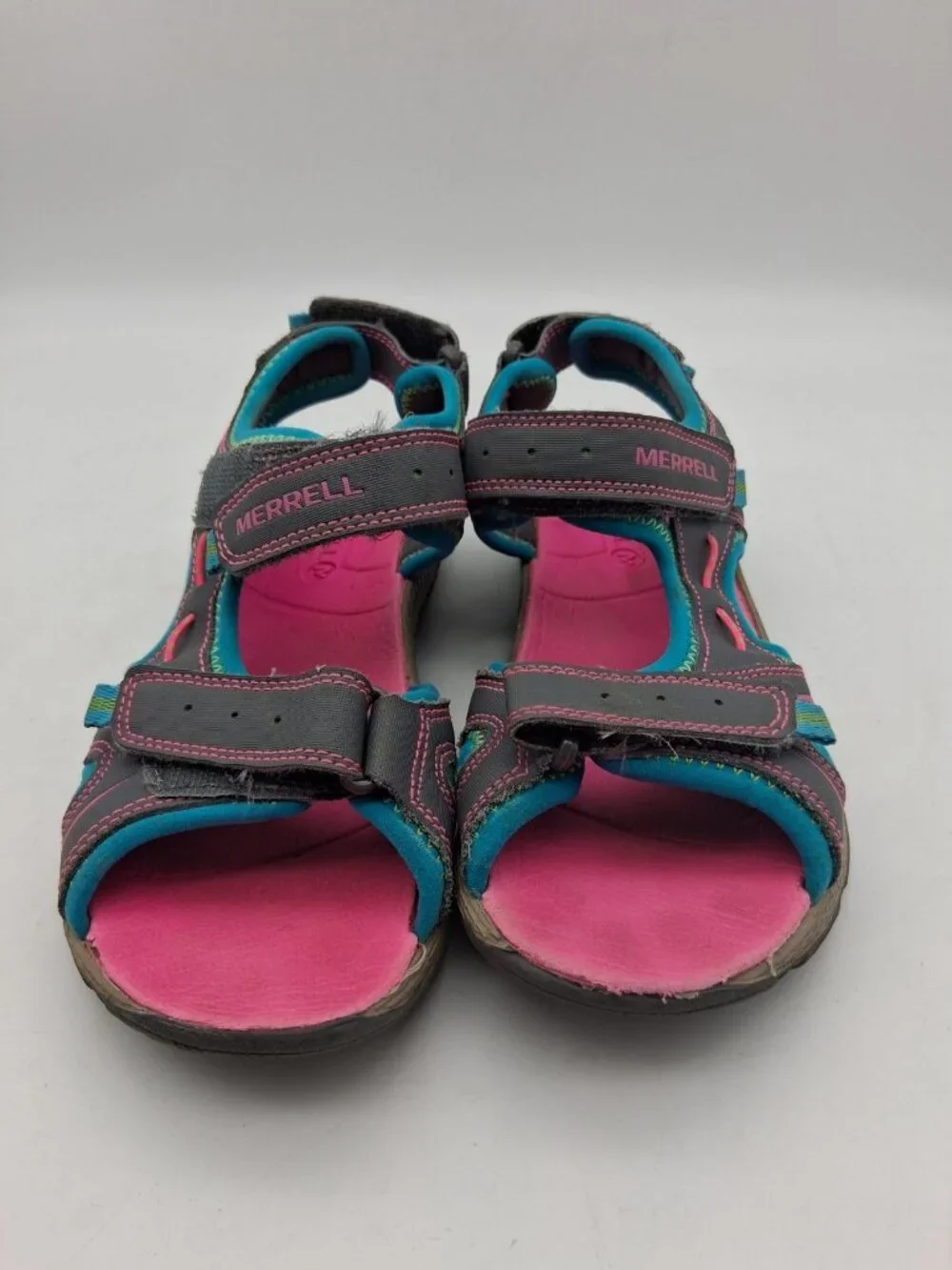 Girls Merrell Panther Sandals Size 3M Gray Pink Blue Select Grip
